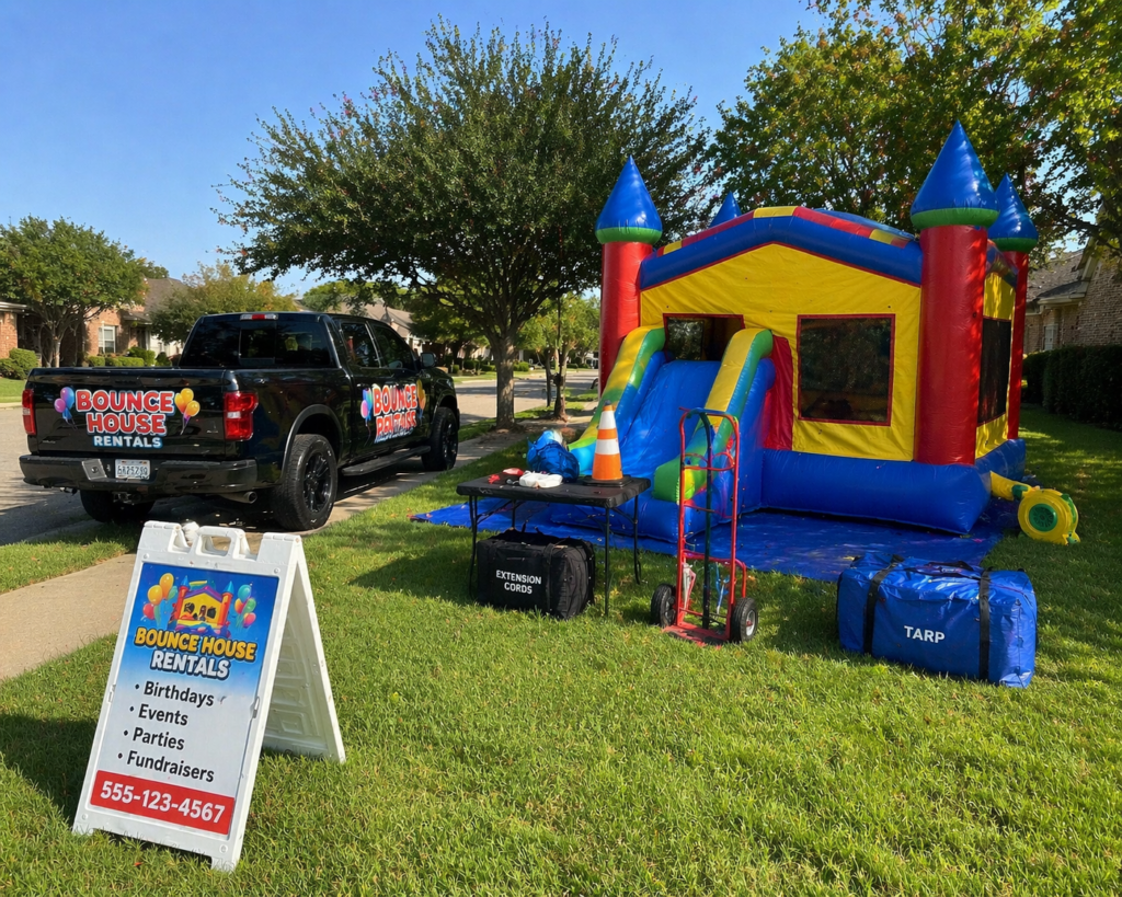 bounce house rental profit breakdown showing earnings, pricing, and how much you can make from inflatable rentals