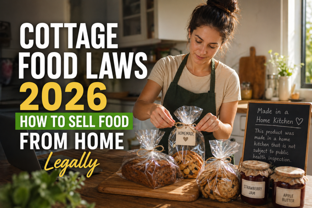 Current image: cottage food laws 2026 how to sell food from home legally home bakery business packaging cookies and jam