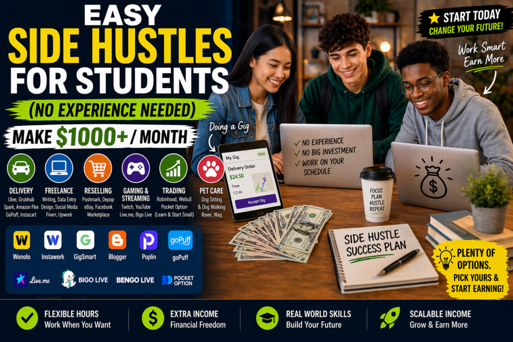 Current image: easy side hustles for students no experience needed making money online