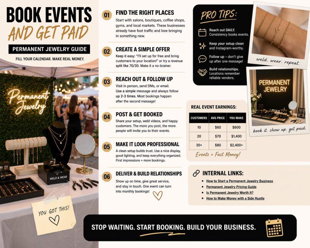 permanent jewelry event setup table display and tools book events for permanent jewelry