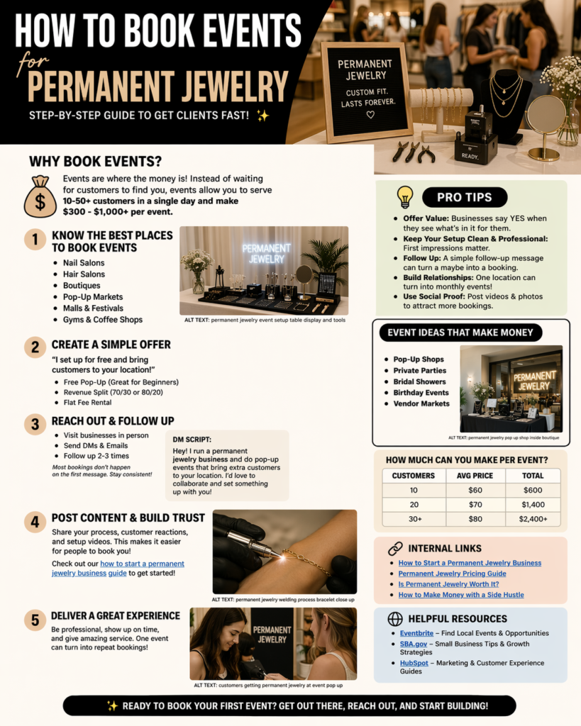 “customers getting permanent jewelry at event pop up