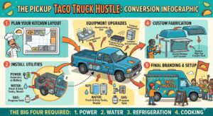 taco food truck made out pickup truck infographic