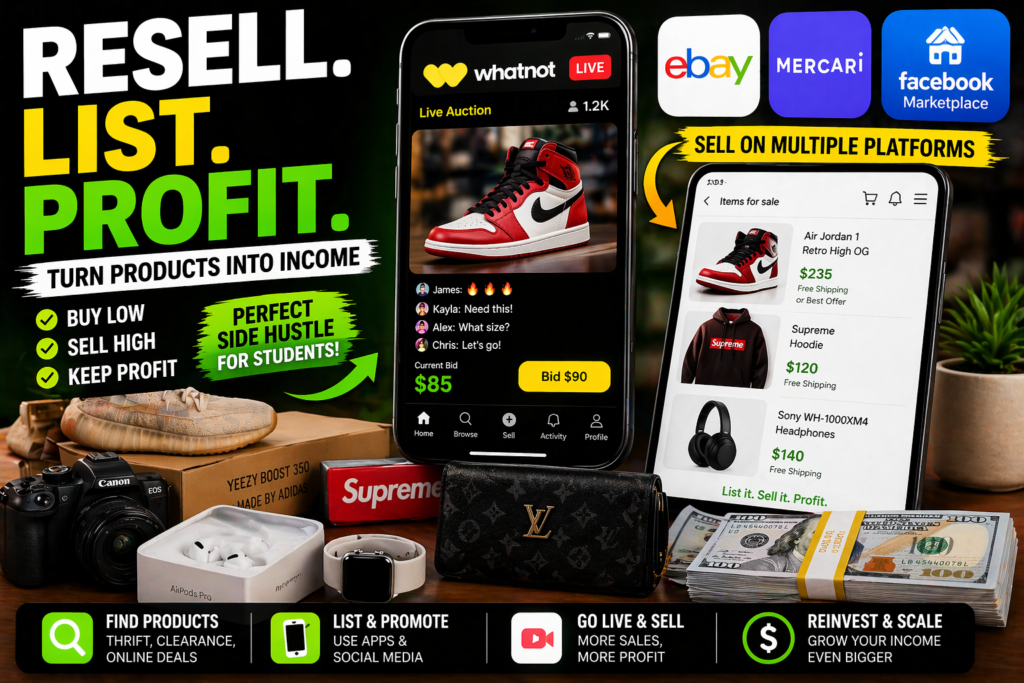 🥇 Reselling Side Hustle for Students (Step-by-Step Guide 2026: $0–$5,000+/Month) Reselling Side Hustle for Students