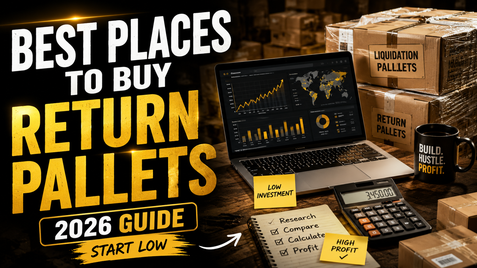 Beginner map showing places to buy Amazon return pallets including liquidation auctions, warehouses, and local suppliers