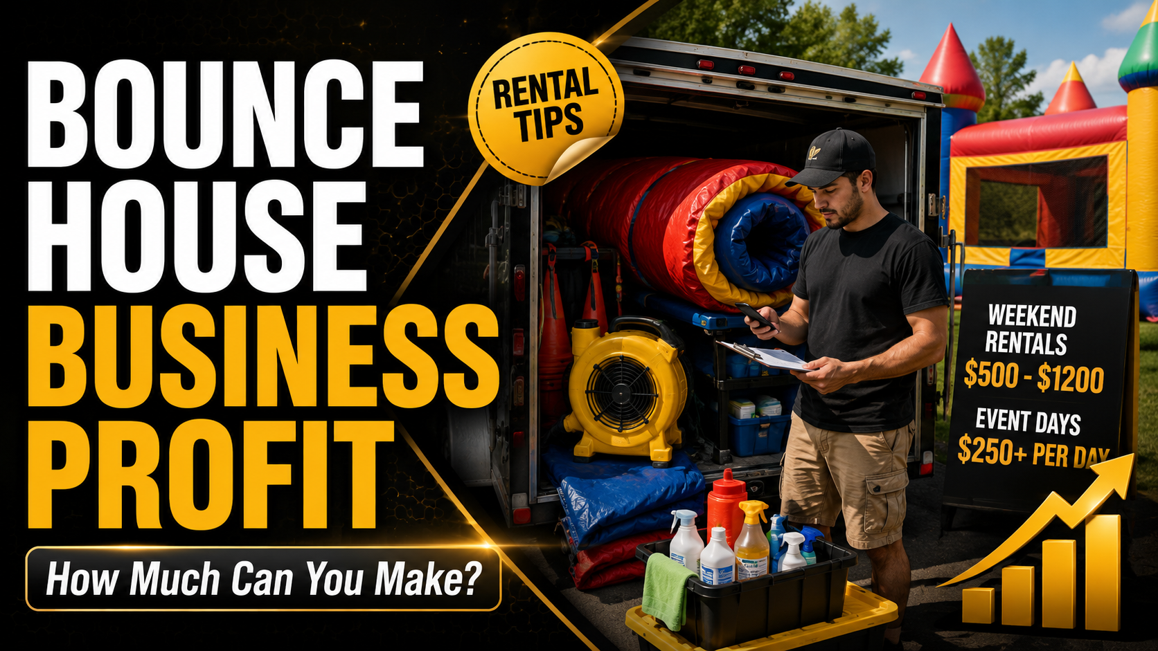 Local marketing plan for a bounce house rental business with Google profile, reviews, and party package ideas