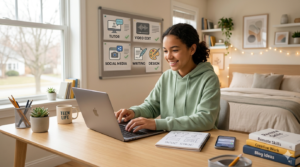 Blog | Hustle Setup Teen working from home on laptop exploring online jobs for teens in 2026