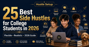 Blog | Hustle Setup College students exploring flexible side hustles like tutoring, freelancing, delivery work, and pet sitting in 2026